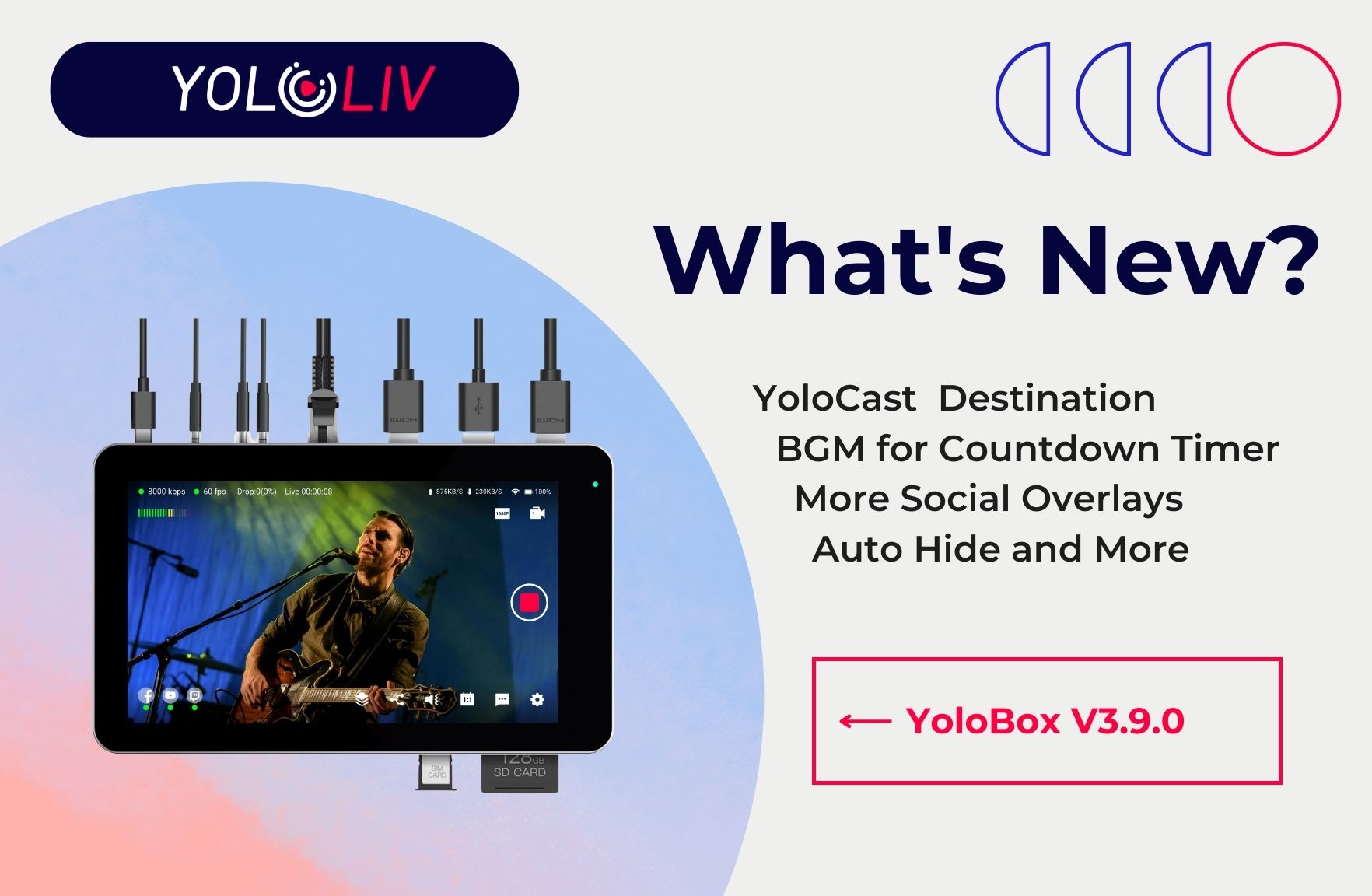 Whats New in YoloBox v3.9.0- YoloCast Destination, Background Music for Countdown Timer, New Social Overlays and Graphic Auto-Hide -