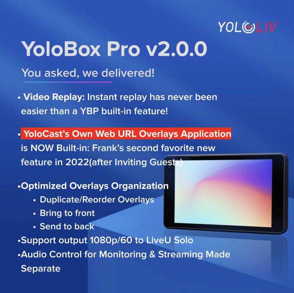 What's New in YoloBox Pro  – Video Replay, Overlay Optimization, and  YoloCast Web URL Built-in -