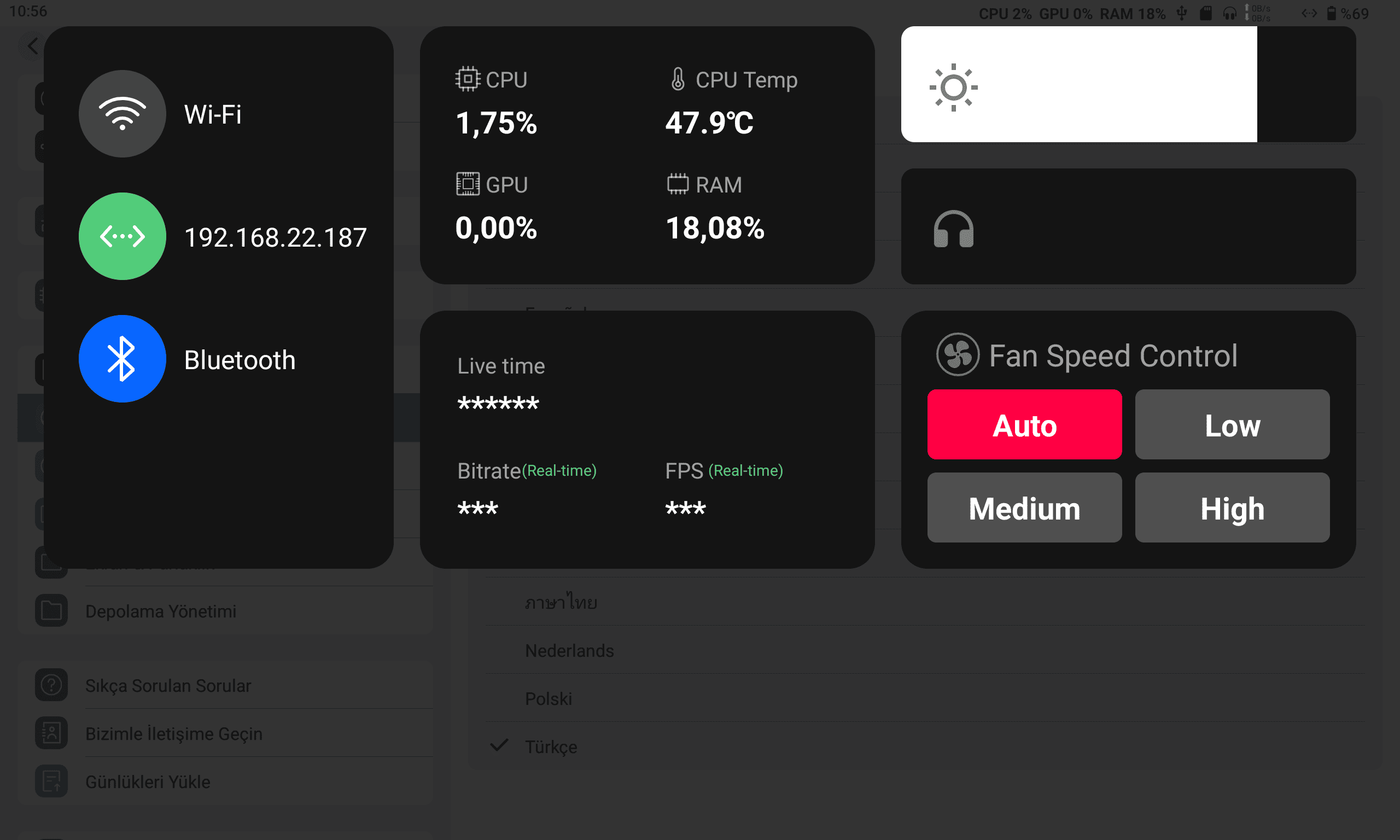 System monitoring and fan speed control